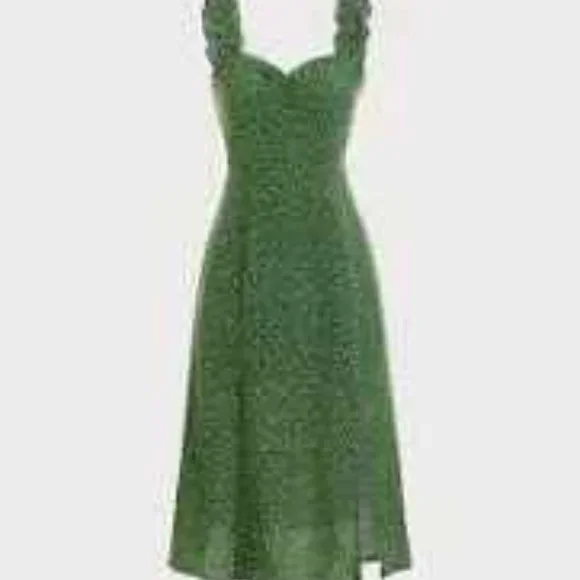 rihoas green dress The Green Floral Burnout A-Line Slip Midi Dress